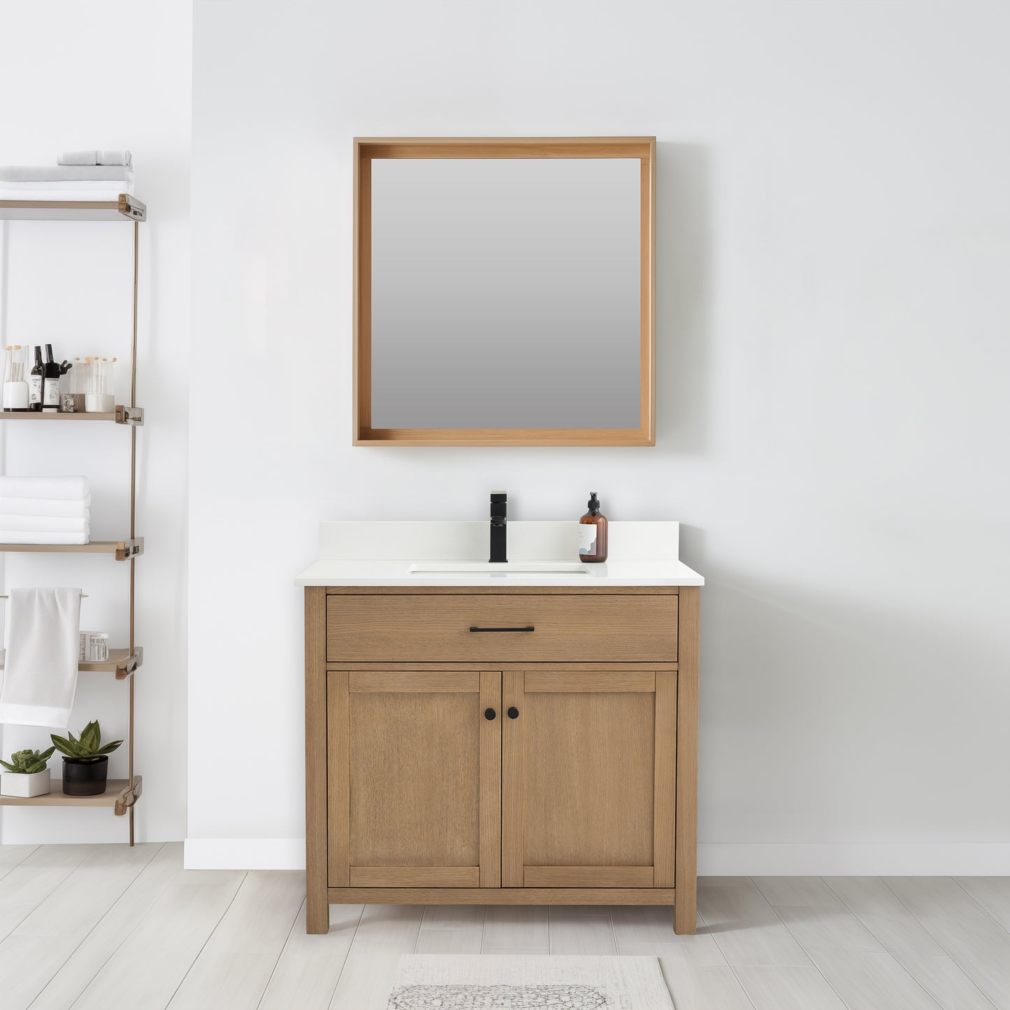 Jacklyn Freestanding Bathroom Vanity in White Oak with Basin