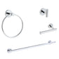 Elizabeth 4-Piece Bath Hardware Set with Robe Hook, Towel Ring, Toilet Paper Holder and Towel Bar