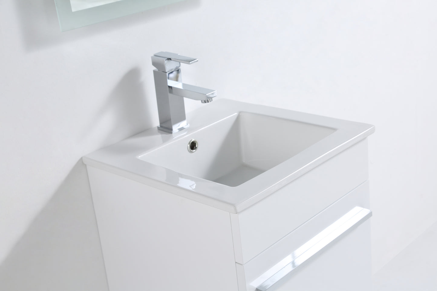 Millennium Modern Design Gloss White Bathroom Vanity Set with Cabinet and Counter Sink
