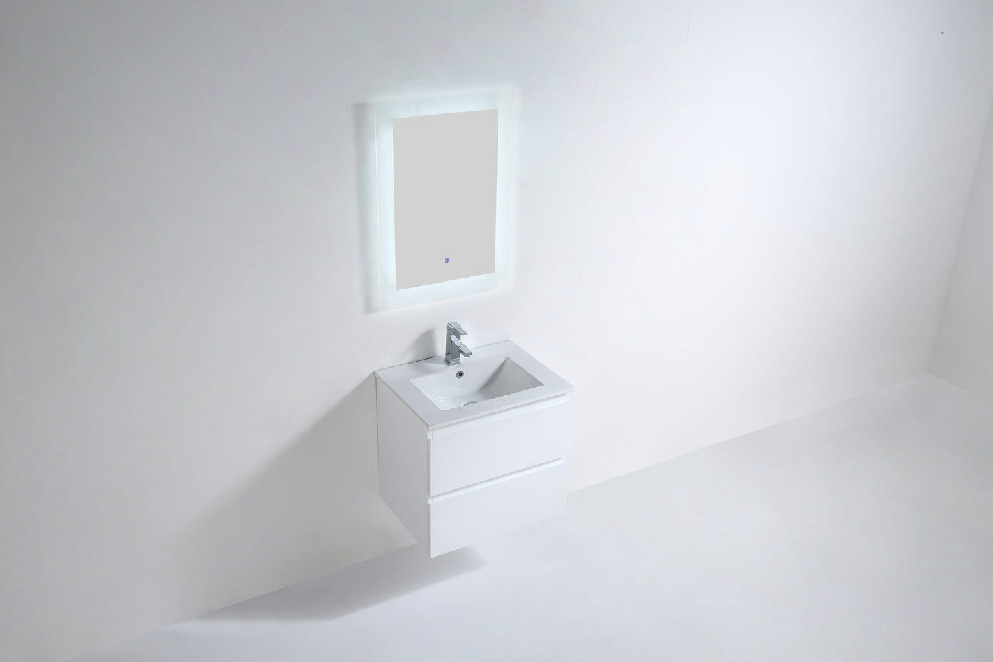 Millennium Modern Design Gloss White Bathroom Vanity Set with Cabinet and Counter Sink