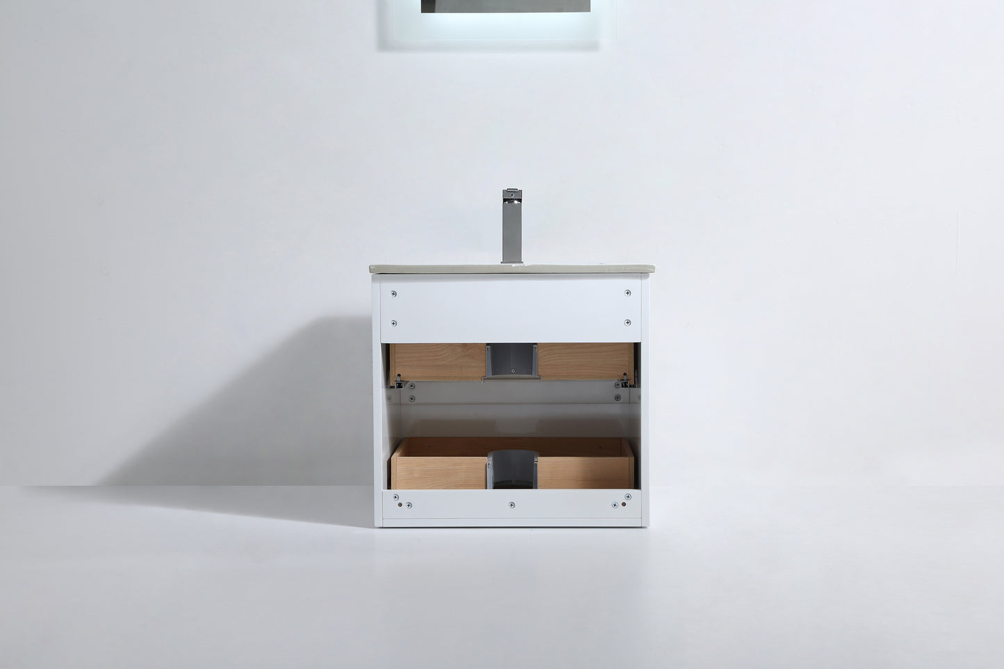 Millennium Modern Design Gloss White Bathroom Vanity Set with Cabinet and Counter Sink
