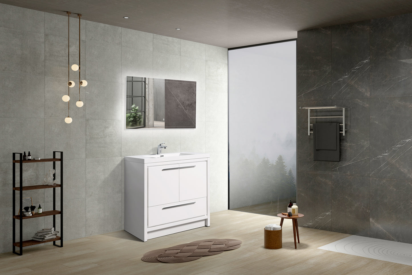 Boardwalk Modern Design Bathroom Furniture Set with Cabinet and Basin