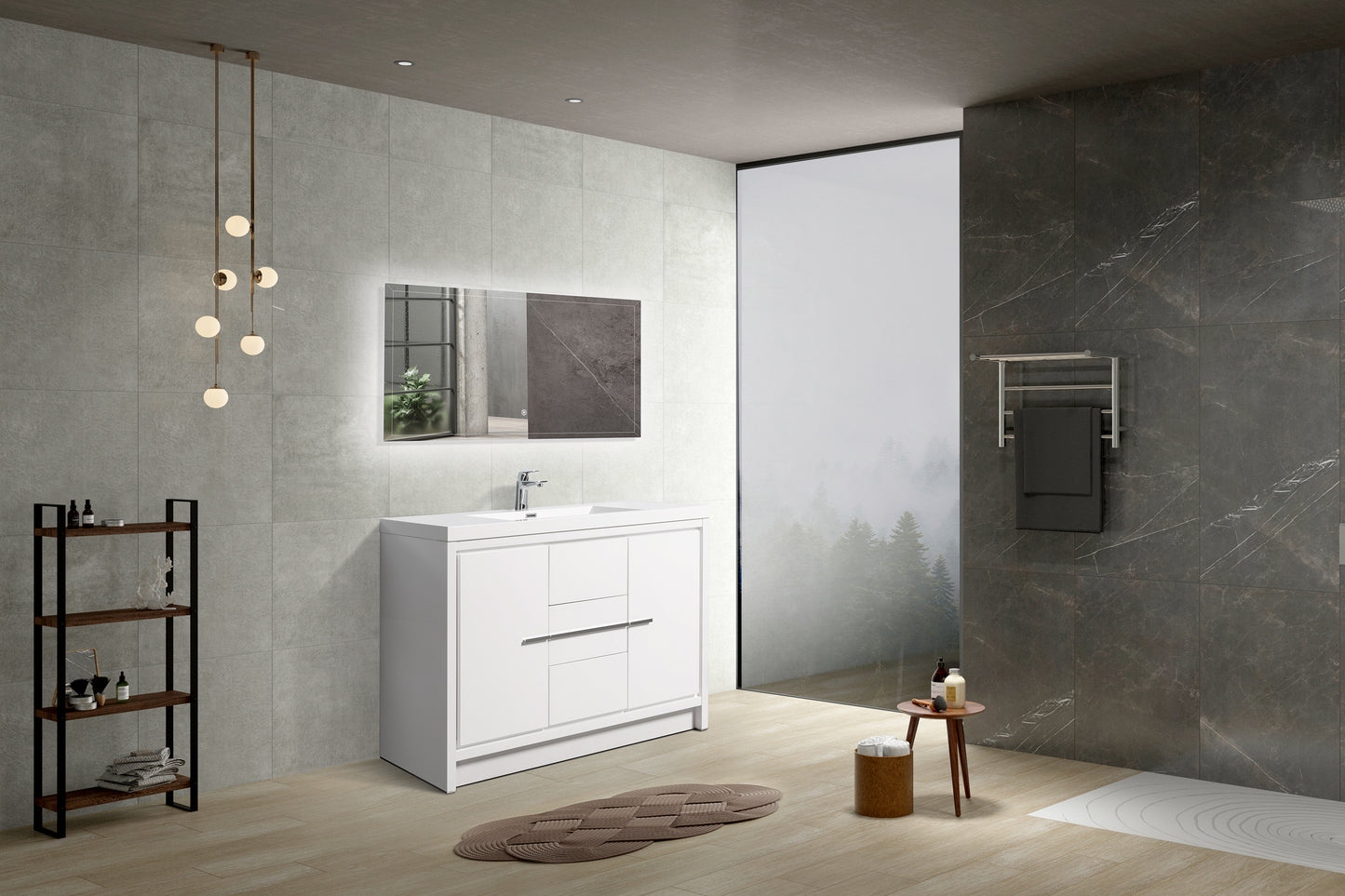 Boardwalk Modern Design Bathroom Furniture Set with Cabinet and Basin