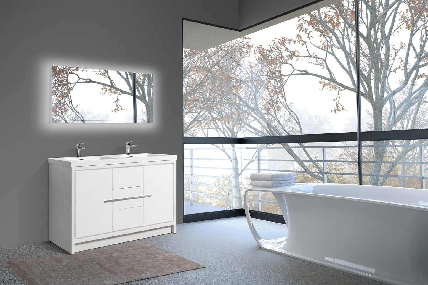 Boardwalk Modern Design Bathroom Furniture Set with Cabinet and Basin