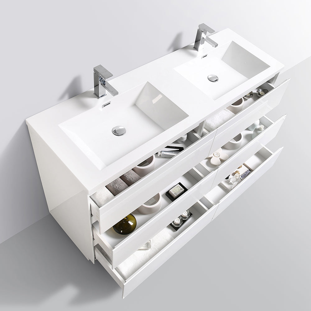 Cascade 59 in. Bathroom Furniture Set with Cabinet and Basin