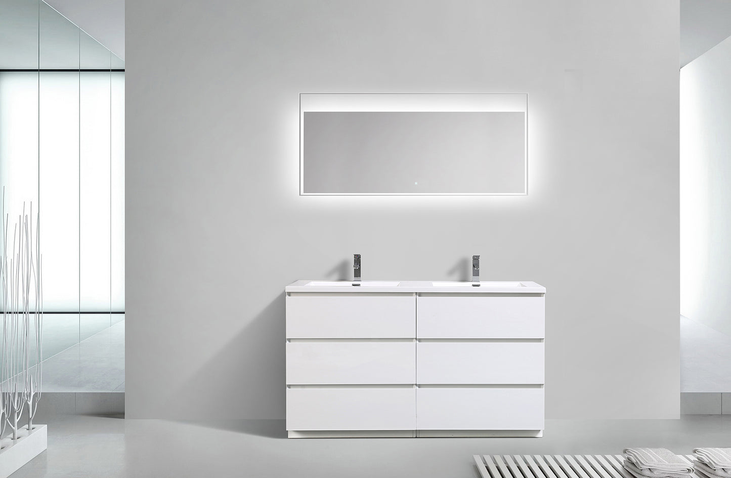 Cascade 59 in. Bathroom Furniture Set with Cabinet and Basin