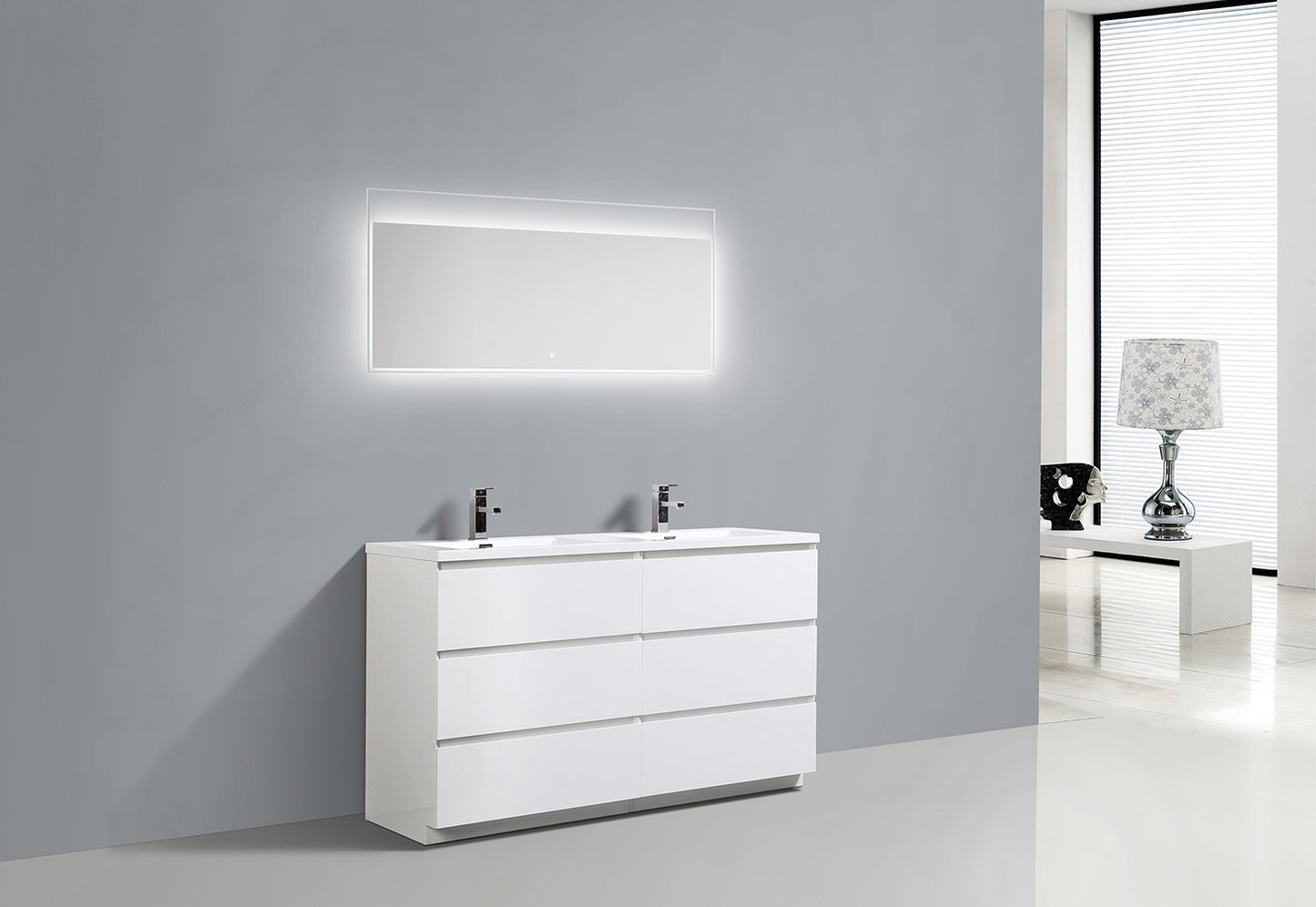 Cascade 59 in. Bathroom Furniture Set with Cabinet and Basin
