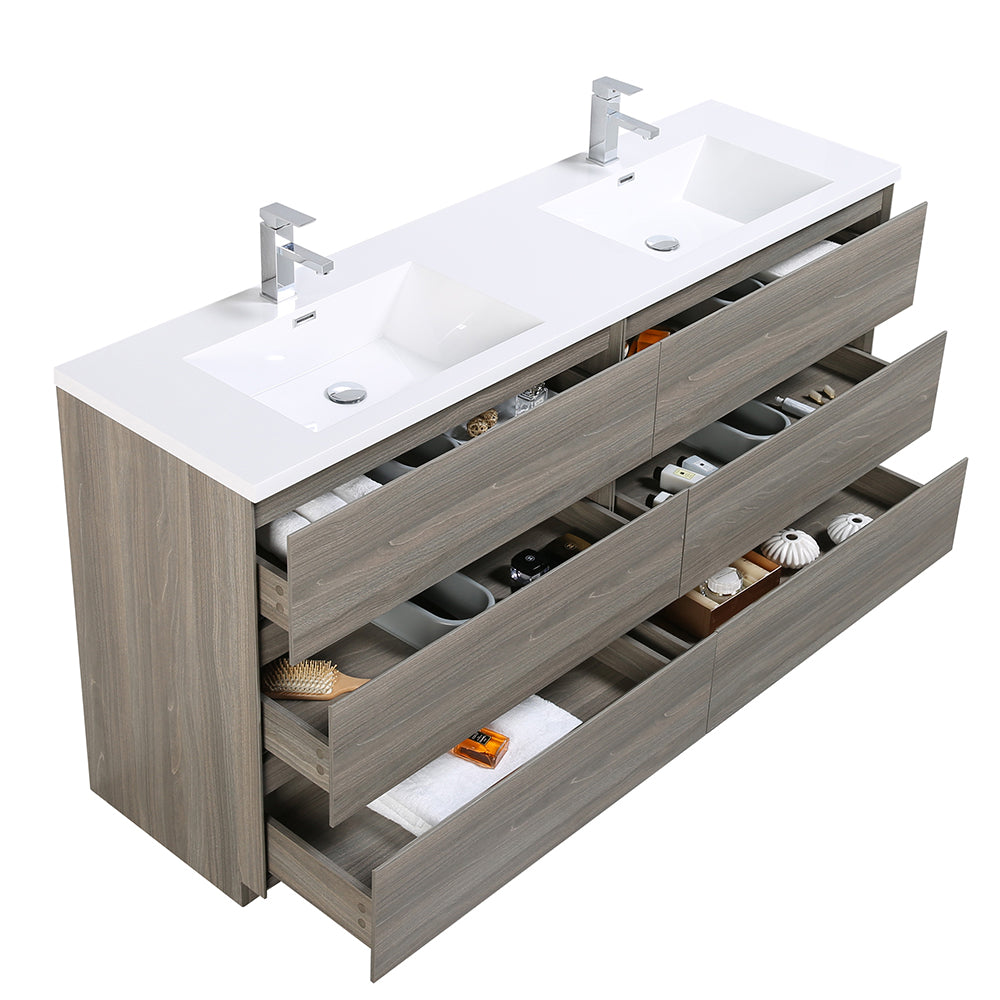 Cascade 71 in. Bathroom Furniture Set with Cabinet and Basin