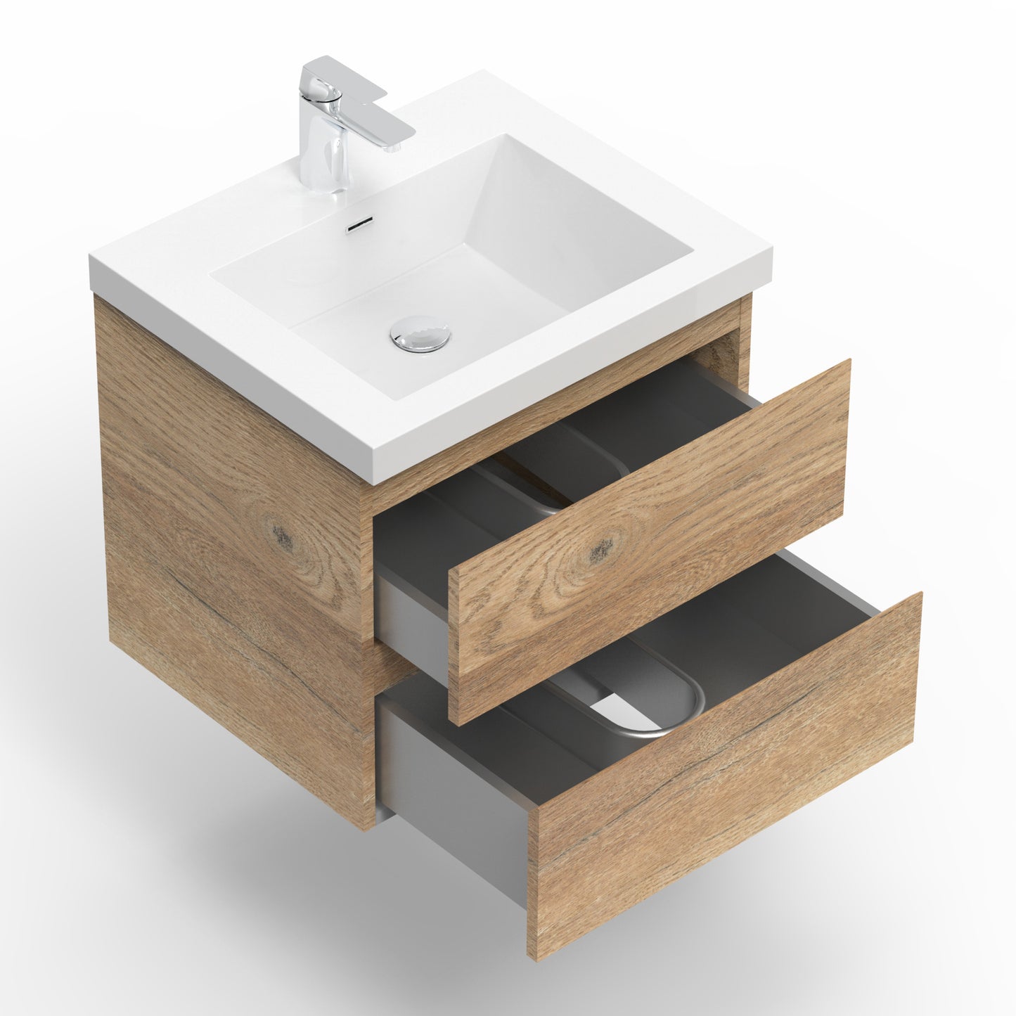 Newport Modern Design Oak Bathroom Furniture Set with Cabinet and Basin