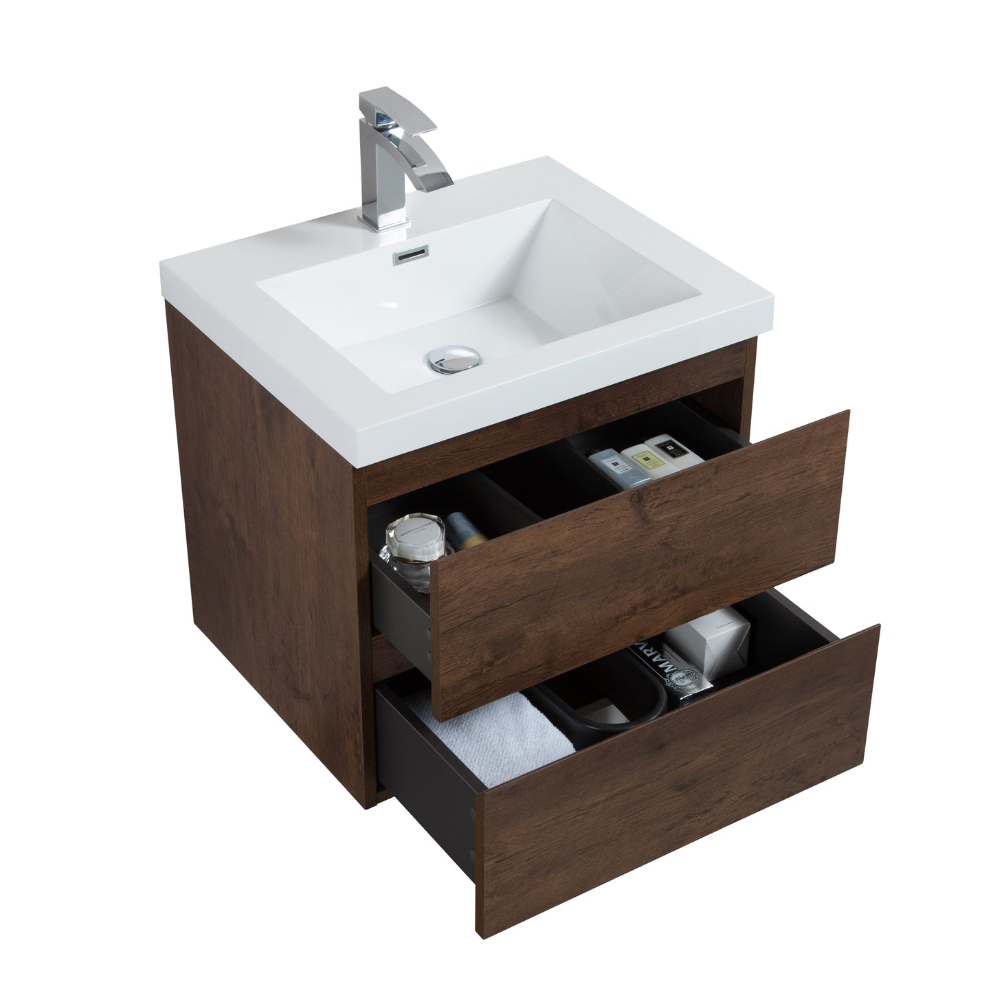Newport Modern Design Rose Wood Bathroom Furniture Set with Cabinet and Basin