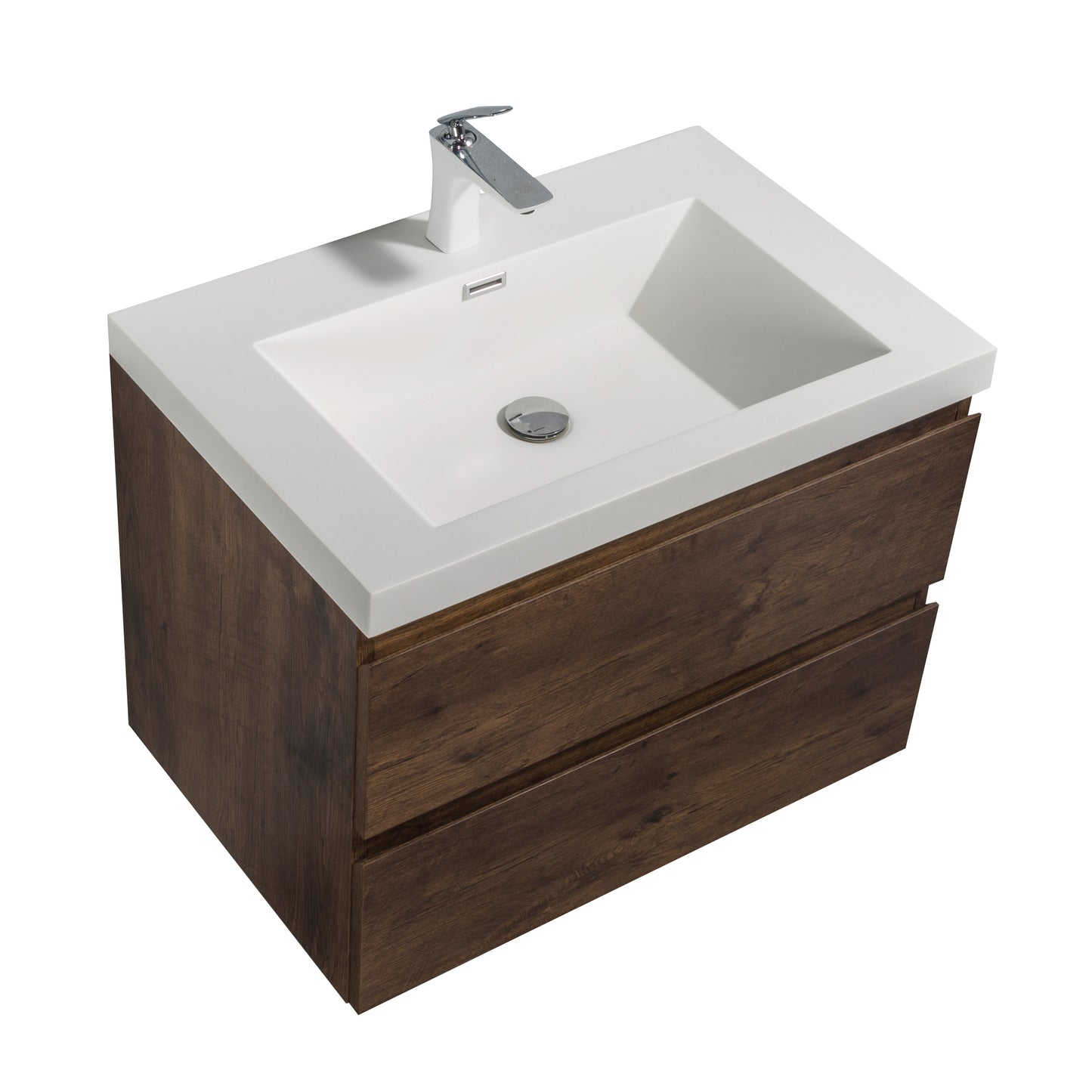 Newport Modern Design Rose Wood Bathroom Furniture Set with Cabinet and Basin