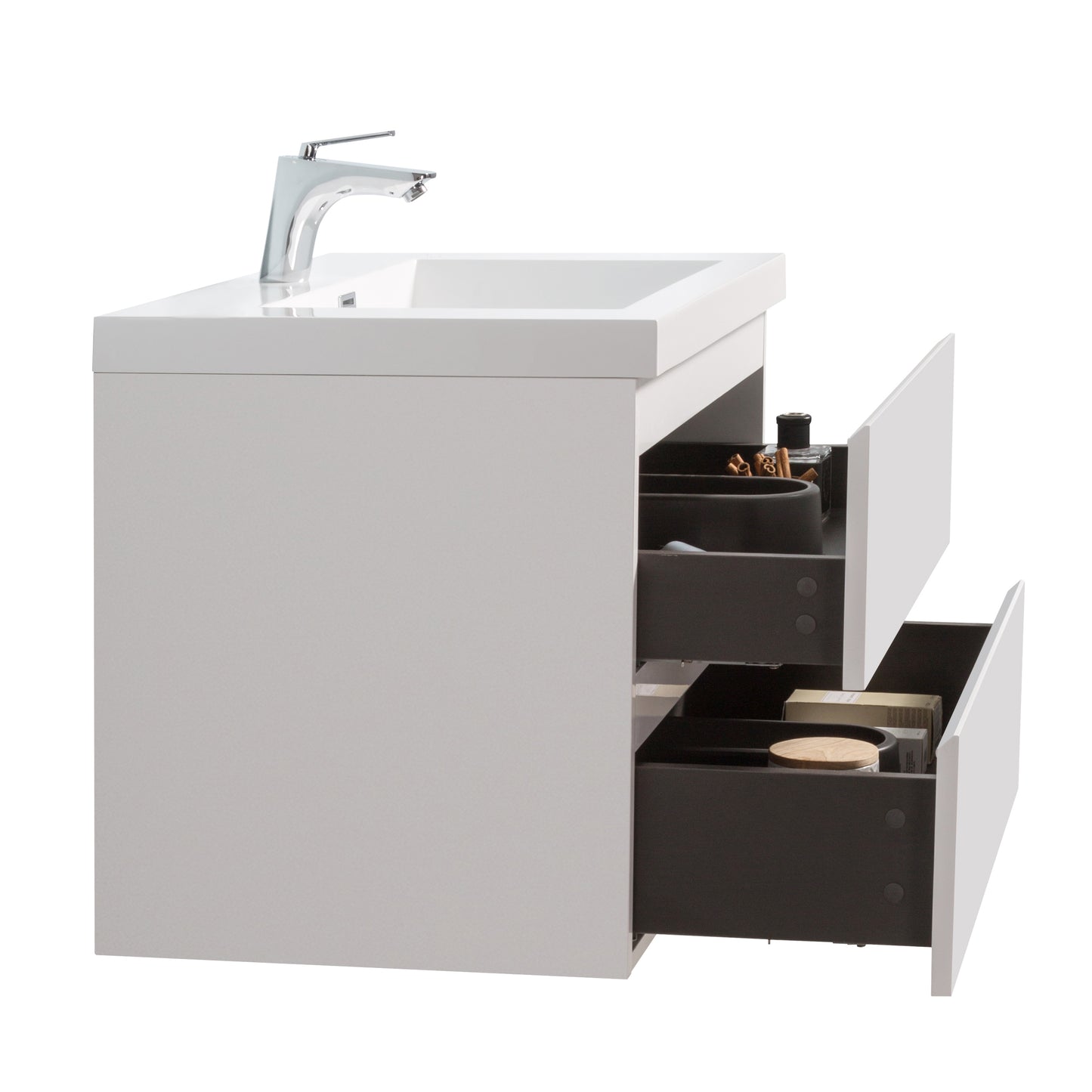 Newport Modern Design White Bathroom Furniture Set with Cabinet and Basin