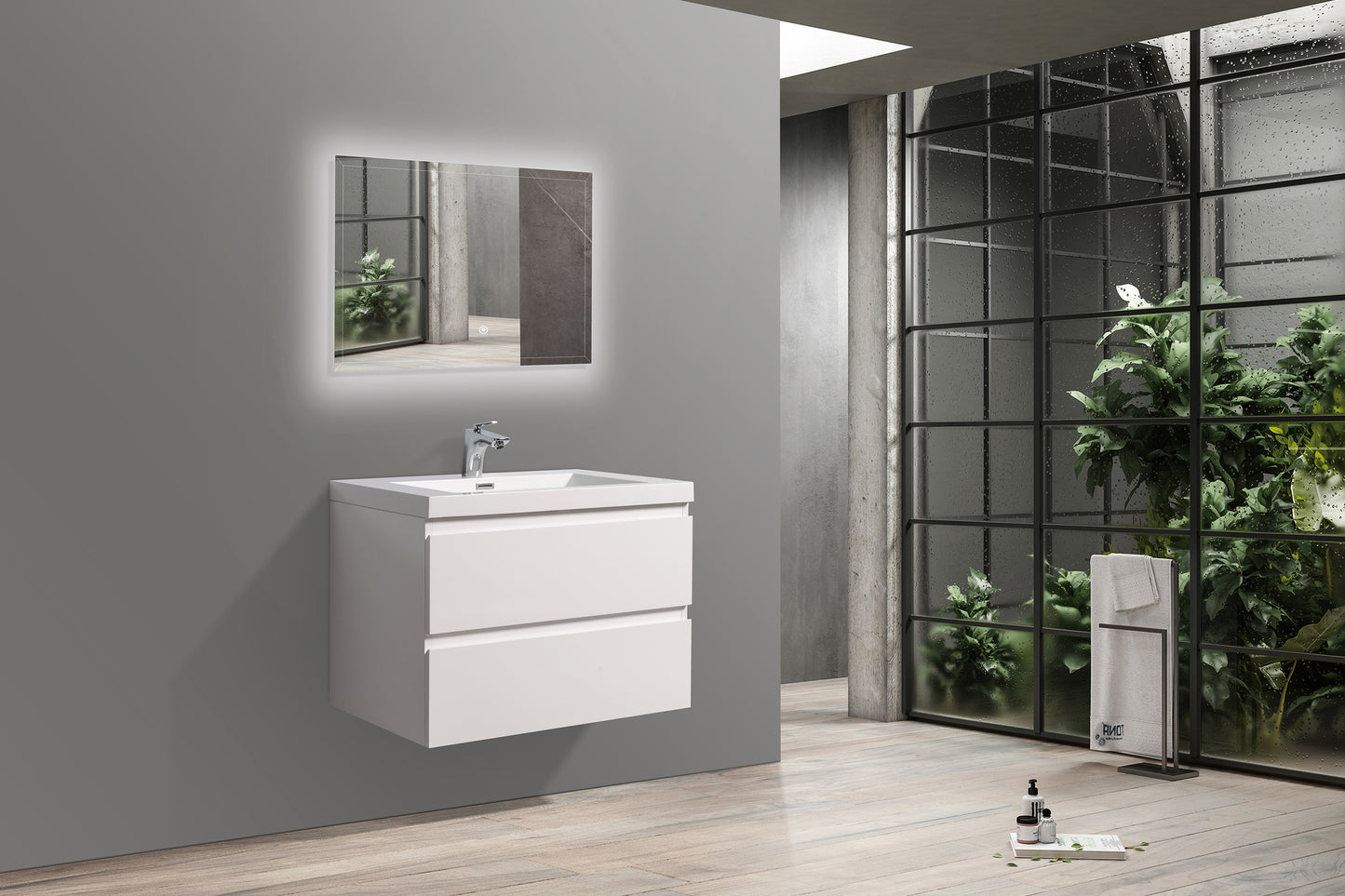 Newport Modern Design White Bathroom Furniture Set with Cabinet and Basin