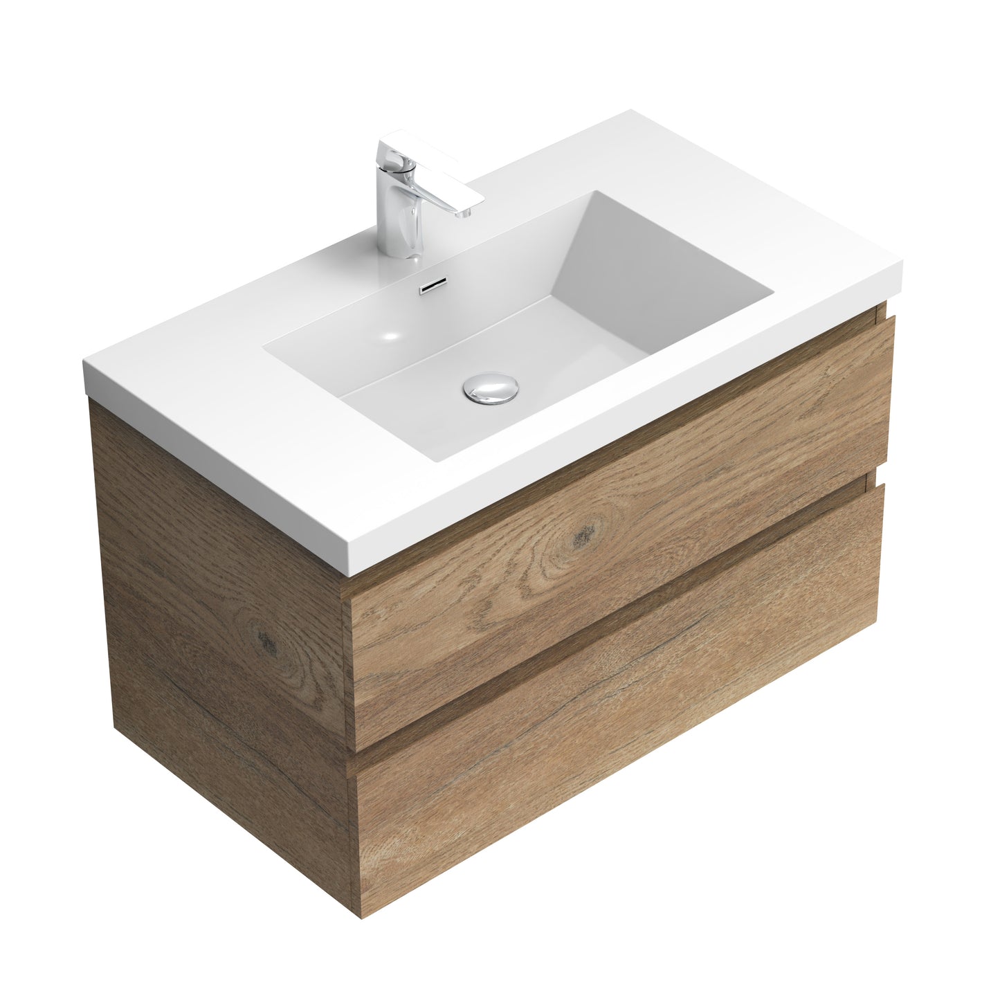 Newport Modern Design Oak Bathroom Furniture Set with Cabinet and Basin