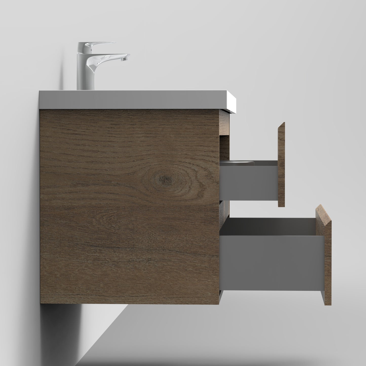 Newport Modern Design Oak Bathroom Furniture Set with Cabinet and Basin