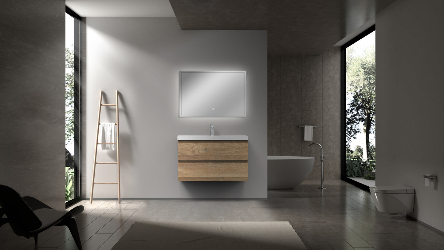 Newport Modern Design Oak Bathroom Furniture Set with Cabinet and Basin