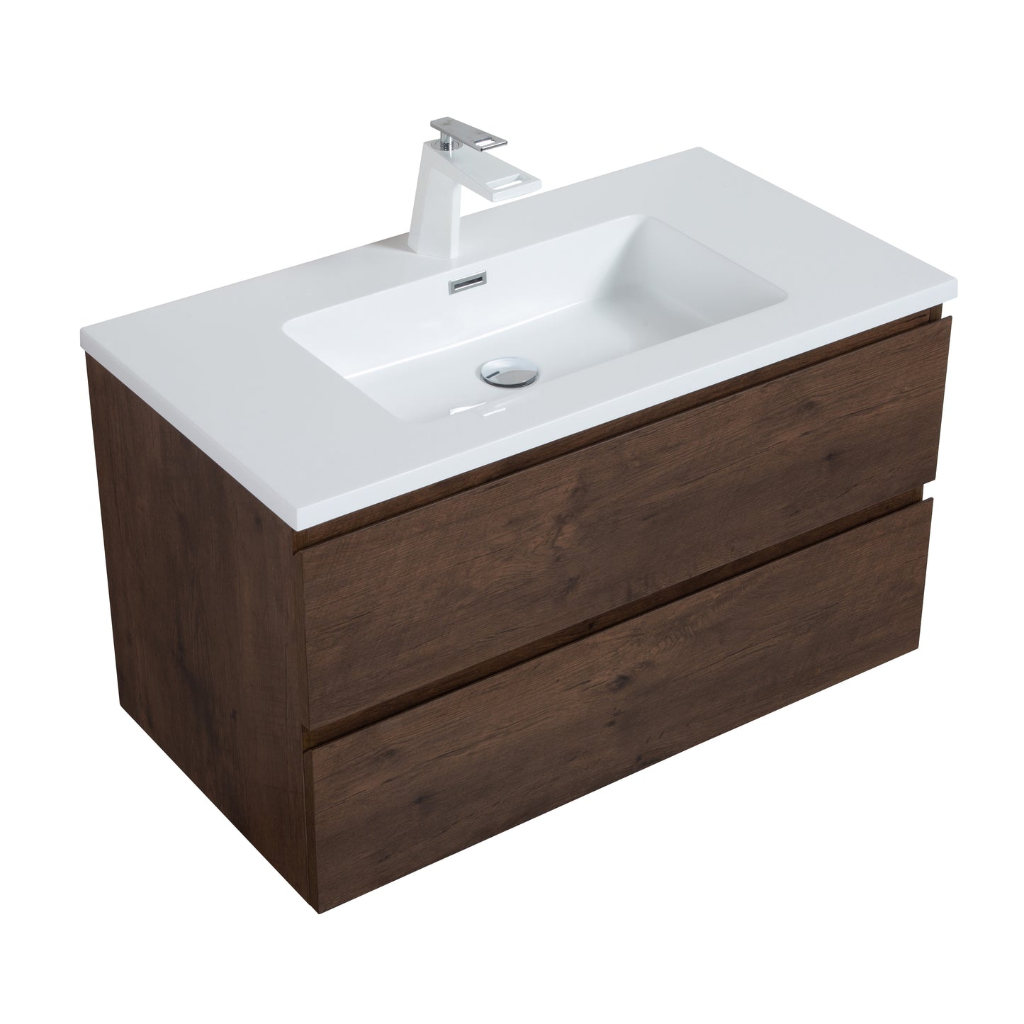 Newport Modern Design Rose Wood Bathroom Furniture Set with Cabinet and Basin