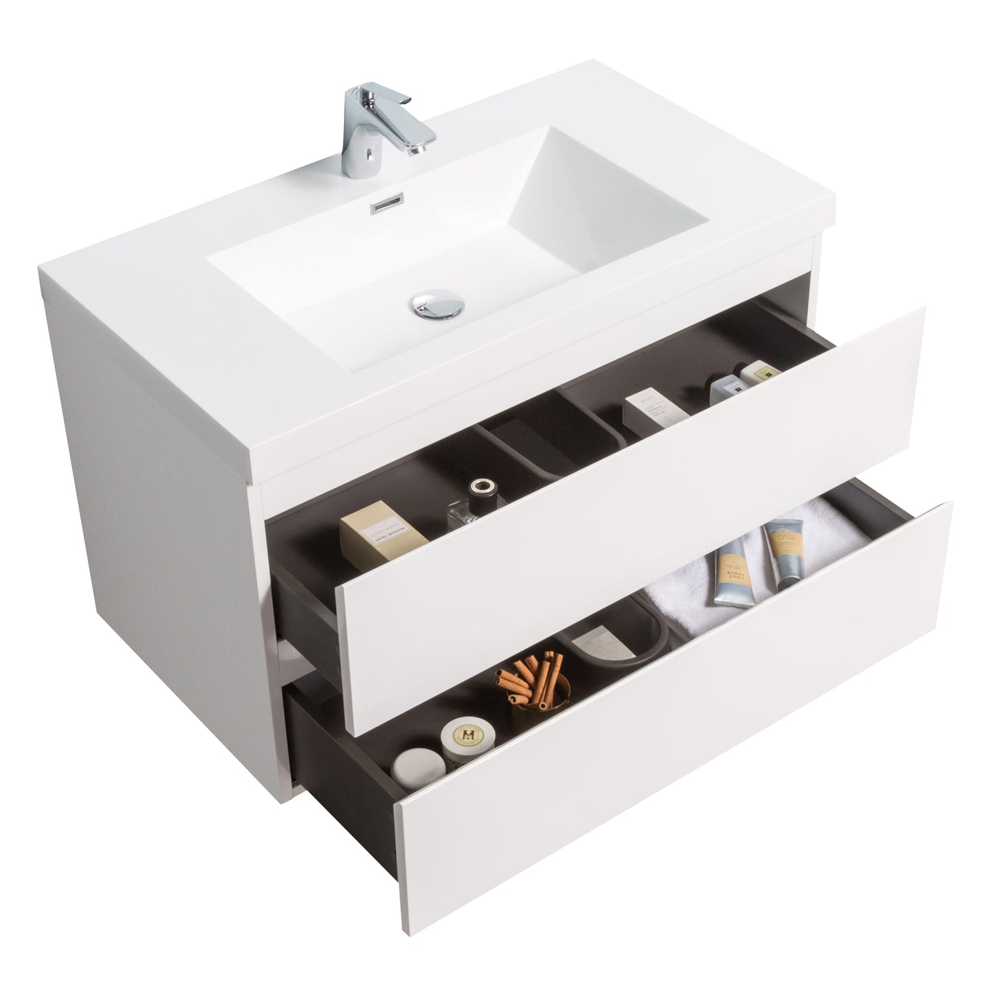 Newport Modern Design White Bathroom Furniture Set with Cabinet and Basin