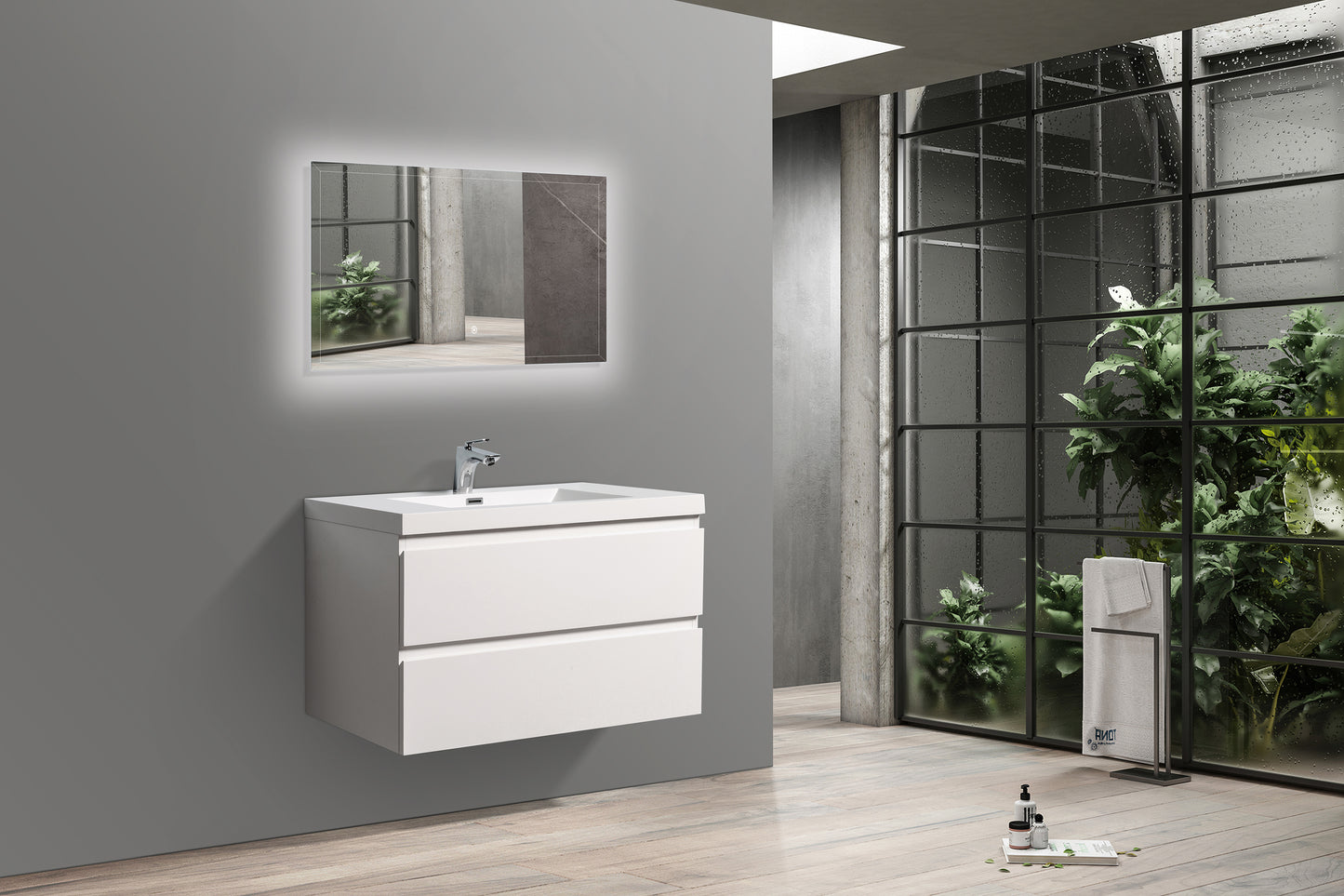 Newport Modern Design White Bathroom Furniture Set with Cabinet and Basin