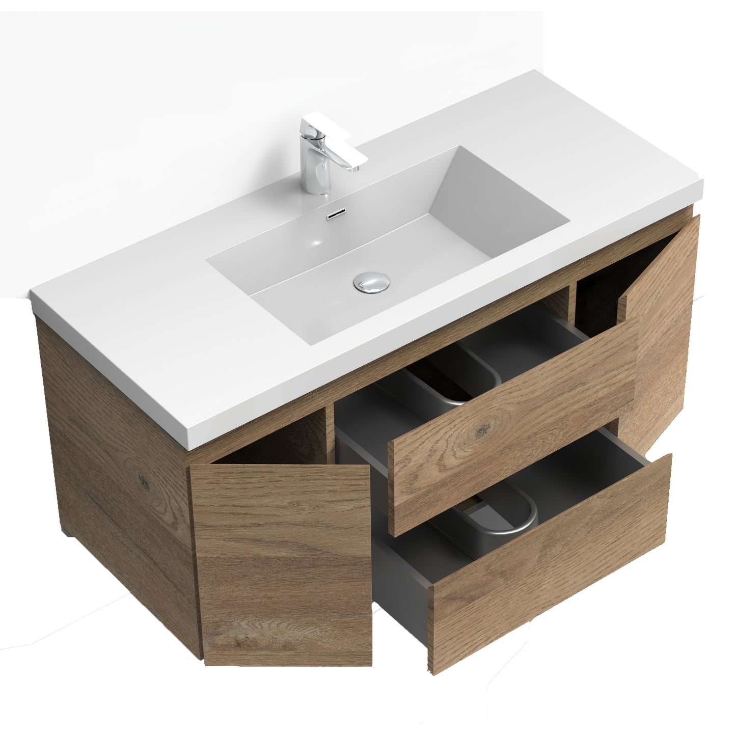 Newport Modern Design Oak Bathroom Furniture Set with Cabinet and Basin