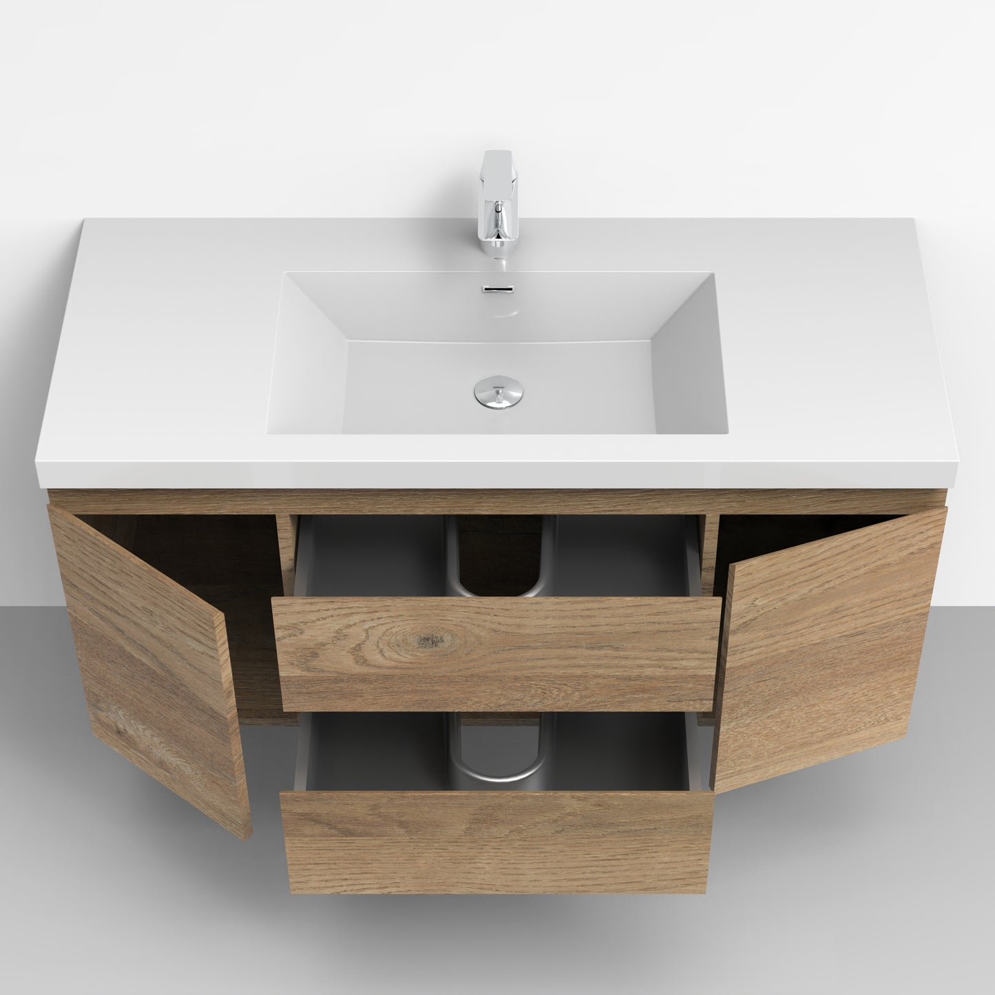Newport Modern Design Oak Bathroom Furniture Set with Cabinet and Basin