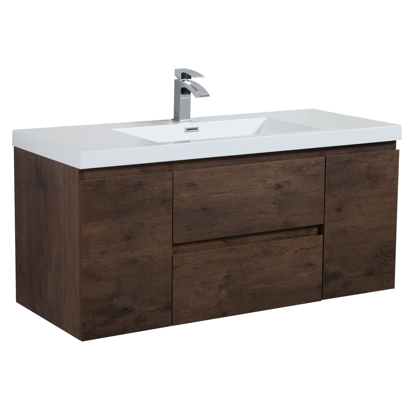 Newport Modern Design Rose Wood Bathroom Furniture Set with Cabinet and Basin