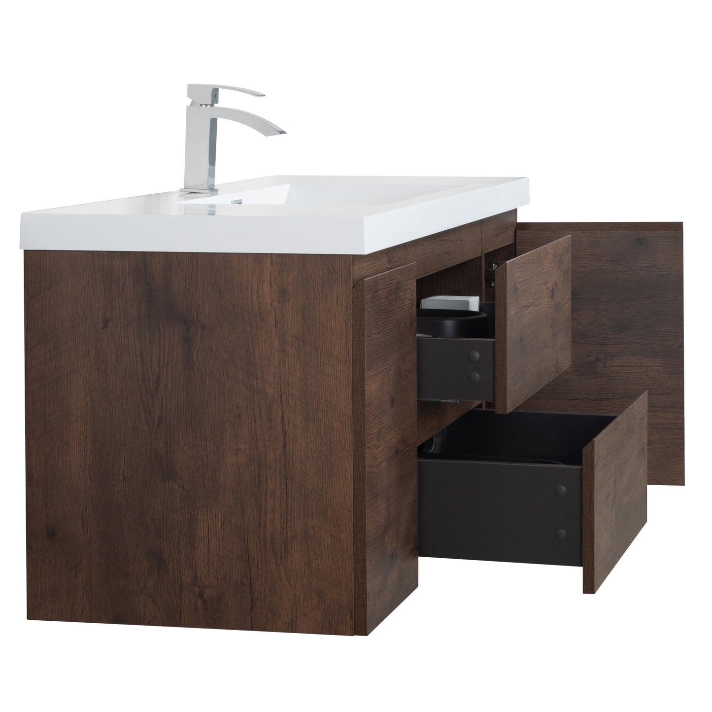 Newport Modern Design Rose Wood Bathroom Furniture Set with Cabinet and Basin