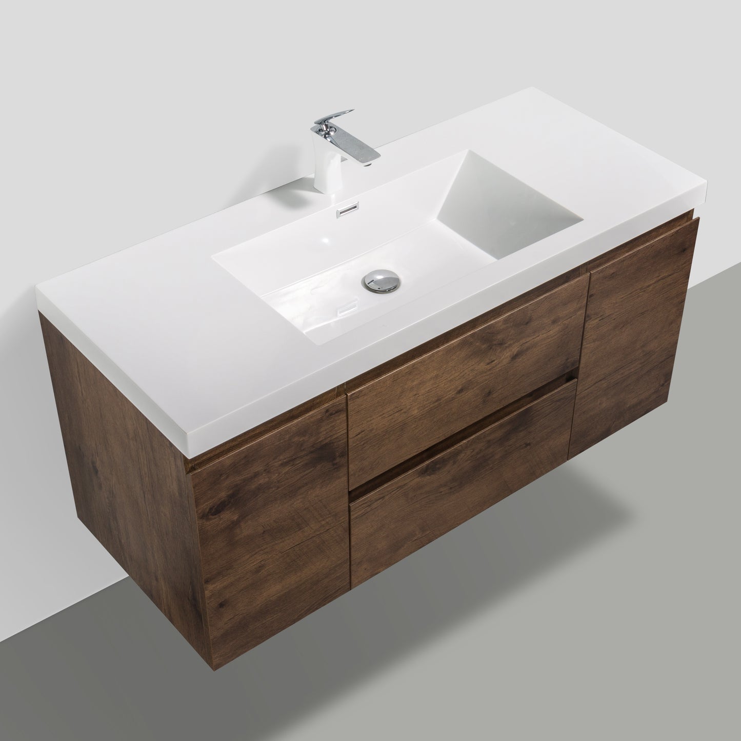 Newport Modern Design Rose Wood Bathroom Furniture Set with Cabinet and Basin