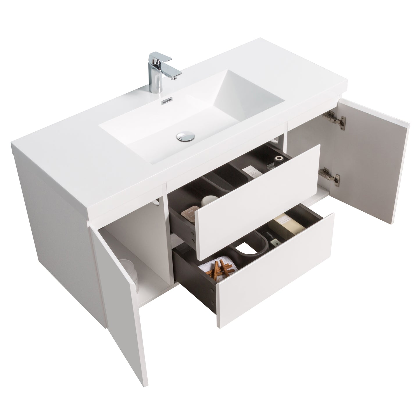 Newport Modern Design White Bathroom Furniture Set with Cabinet and Basin