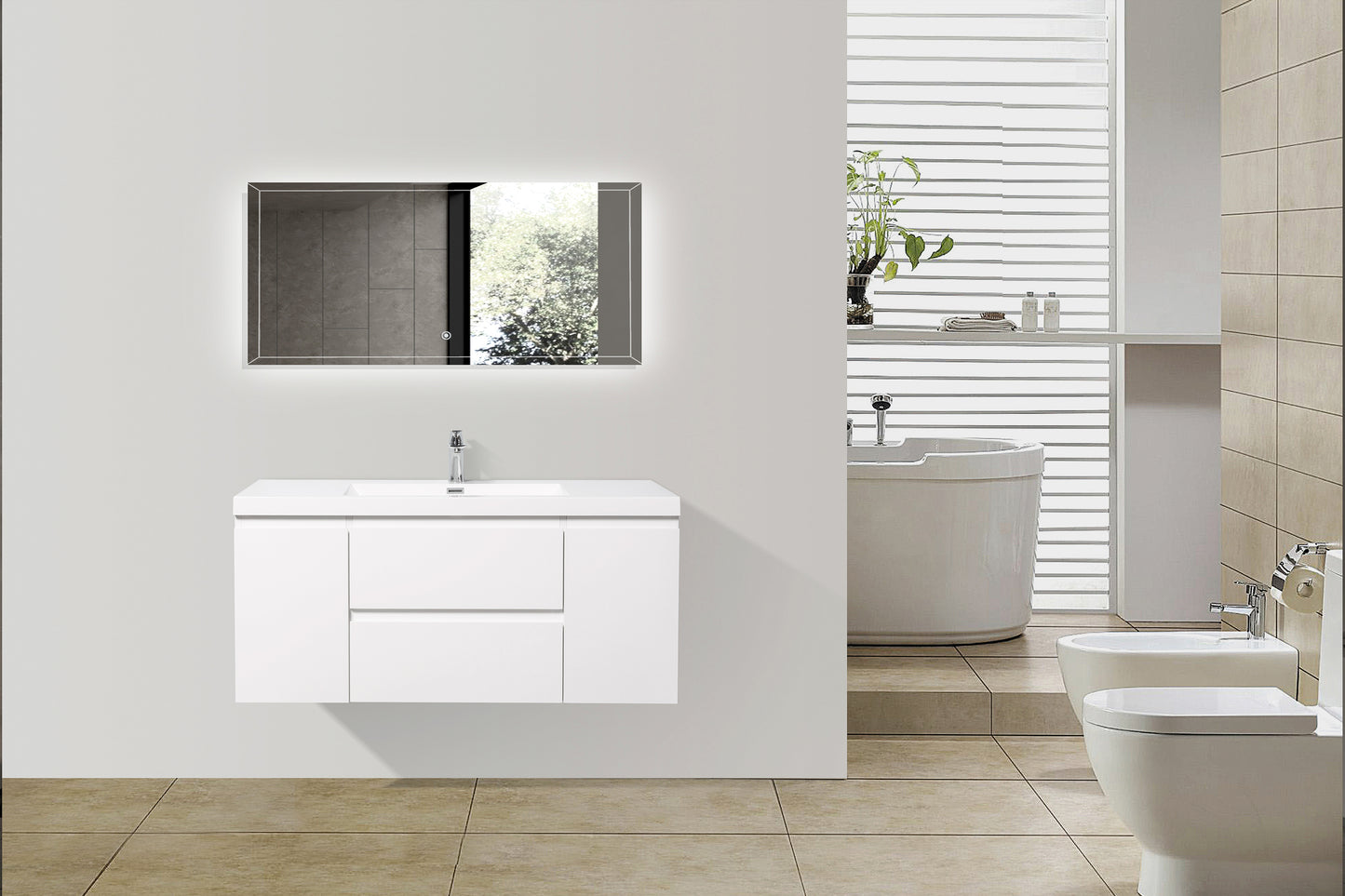 Newport Modern Design White Bathroom Furniture Set with Cabinet and Basin