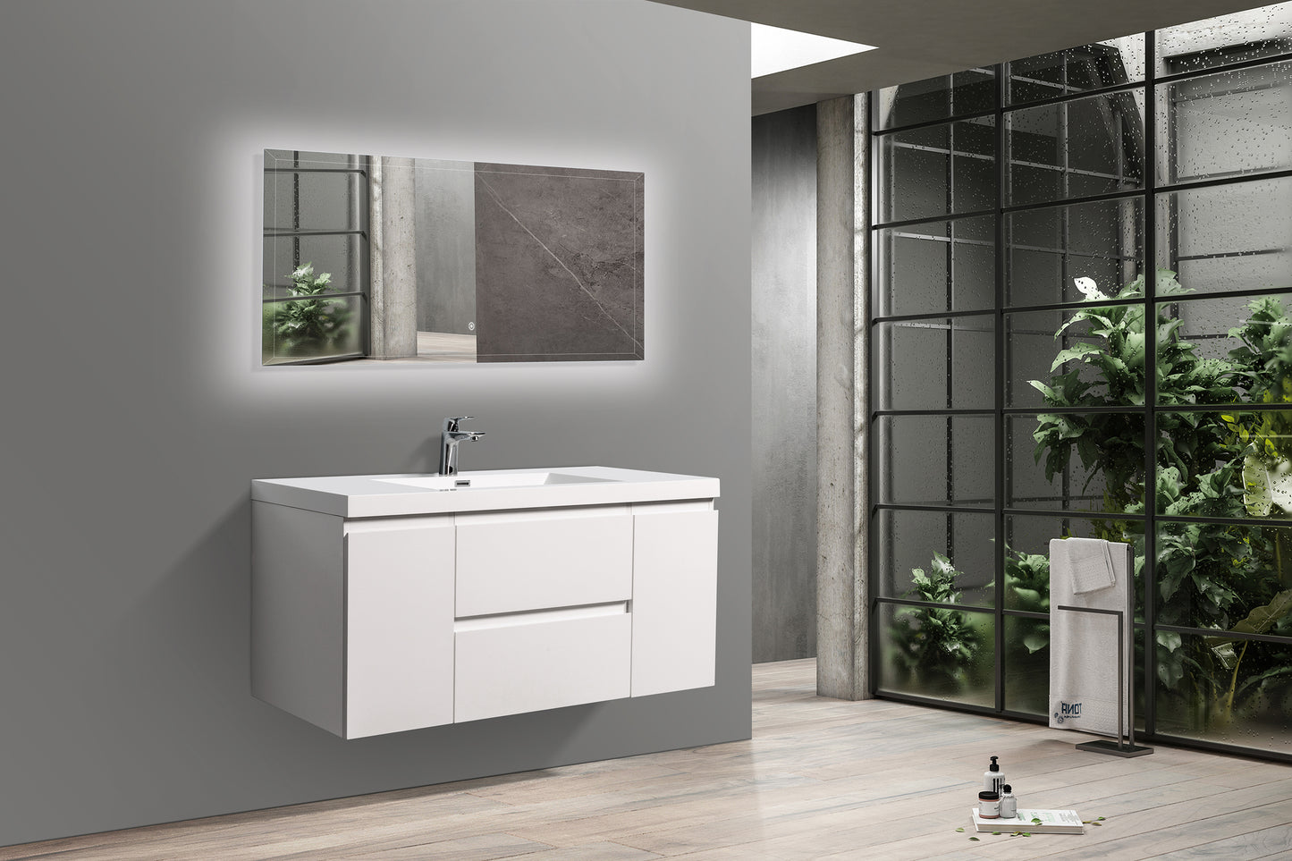 Newport Modern Design White Bathroom Furniture Set with Cabinet and Basin