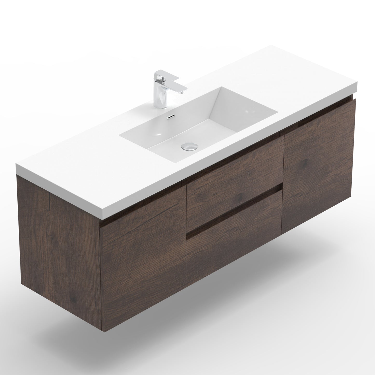Newport Modern Design Rose Wood Bathroom Furniture Set with Cabinet and Basin