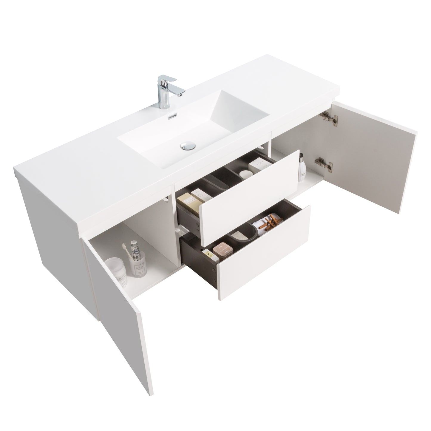 Newport Modern Design White Bathroom Furniture Set with Cabinet and Basin