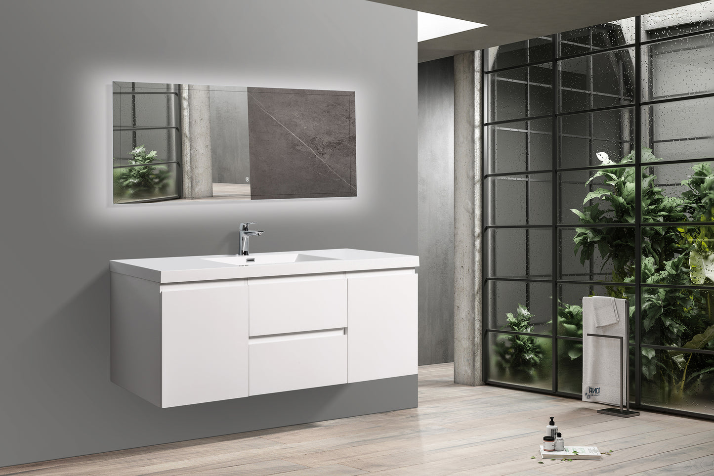 Newport Modern Design White Bathroom Furniture Set with Cabinet and Basin