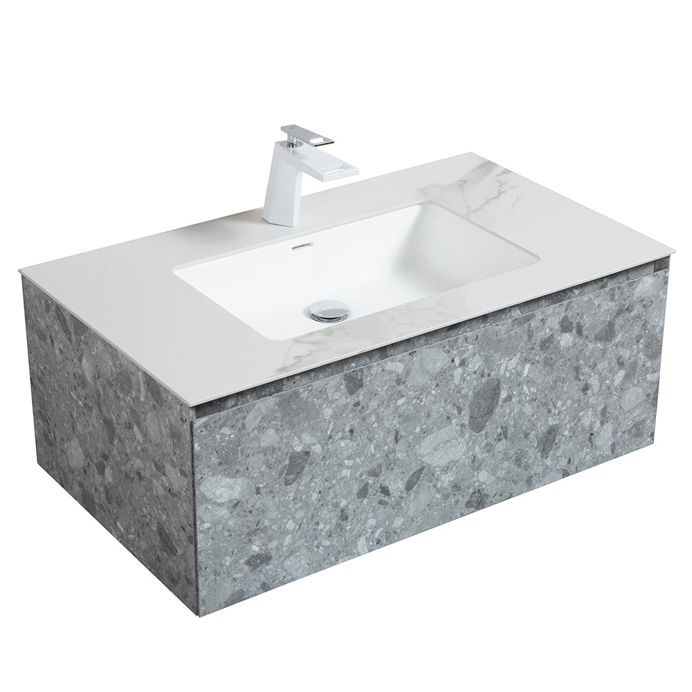 Terazzo Grey Bathroom Vanity with Imitation Stone Design