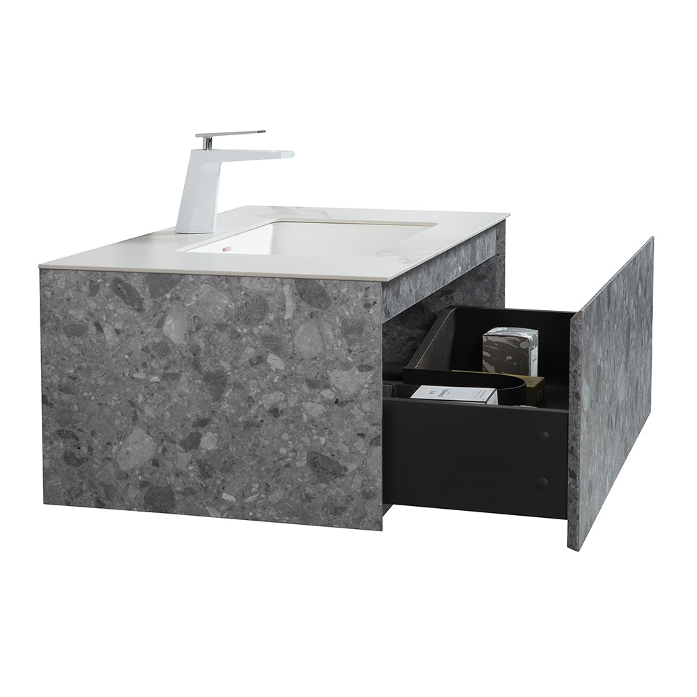 Terazzo Grey Bathroom Vanity with Imitation Stone Design