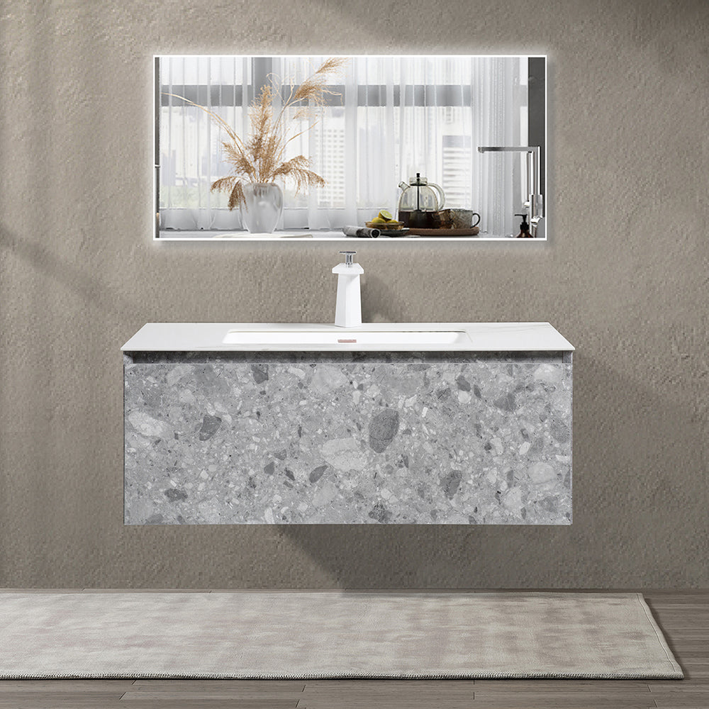 Terazzo Grey Bathroom Vanity with Imitation Stone Design
