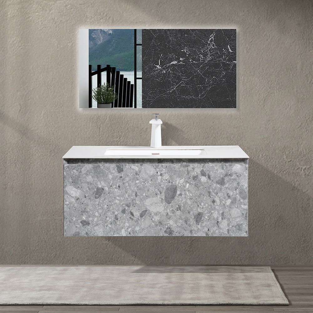 Terazzo Grey Bathroom Vanity with Imitation Stone Design