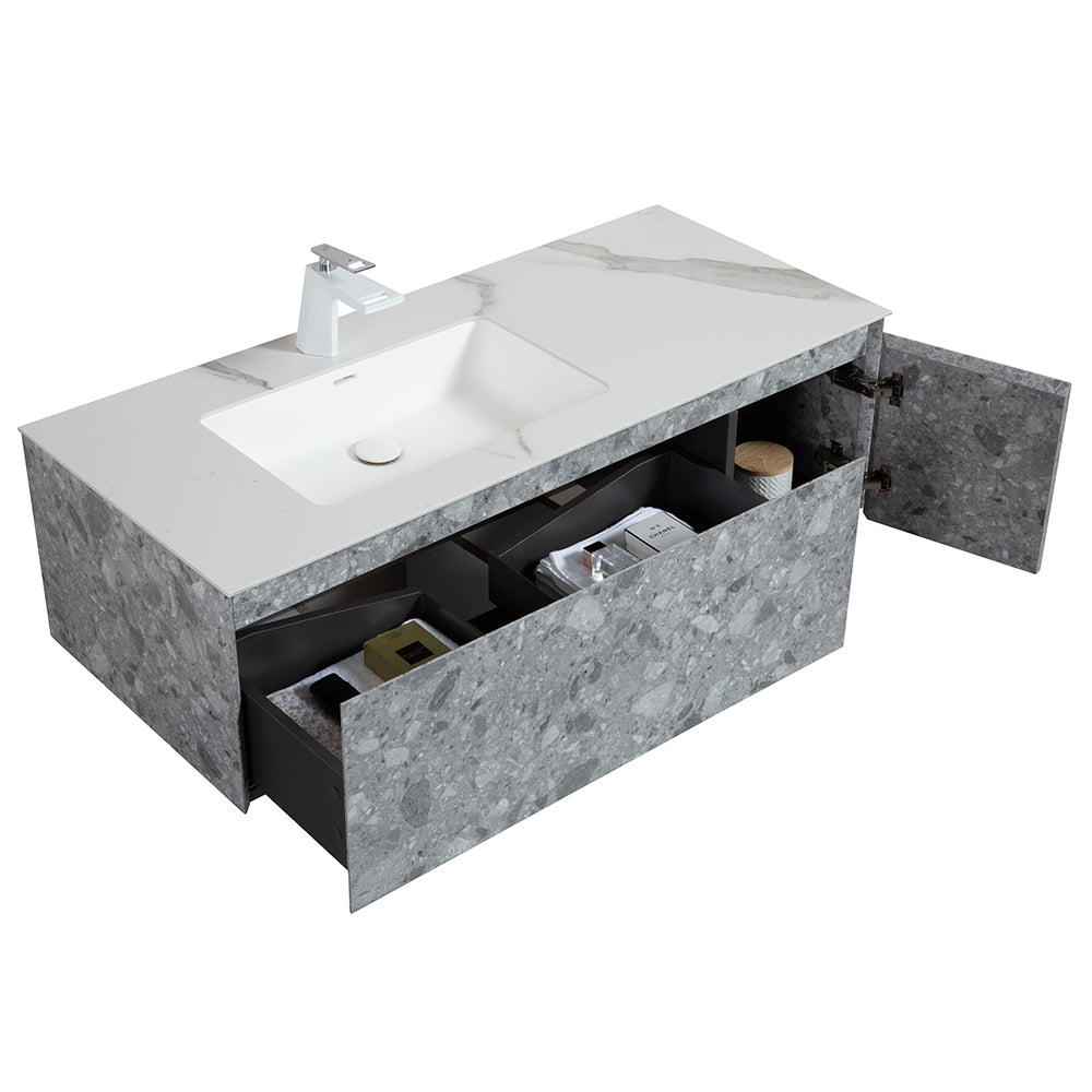 Terazzo Grey Bathroom Vanity with Imitation Stone Design
