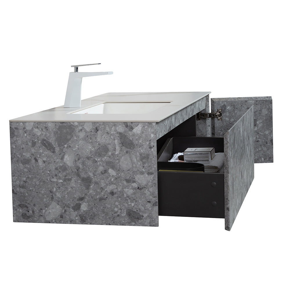 Terazzo Grey Bathroom Vanity with Imitation Stone Design