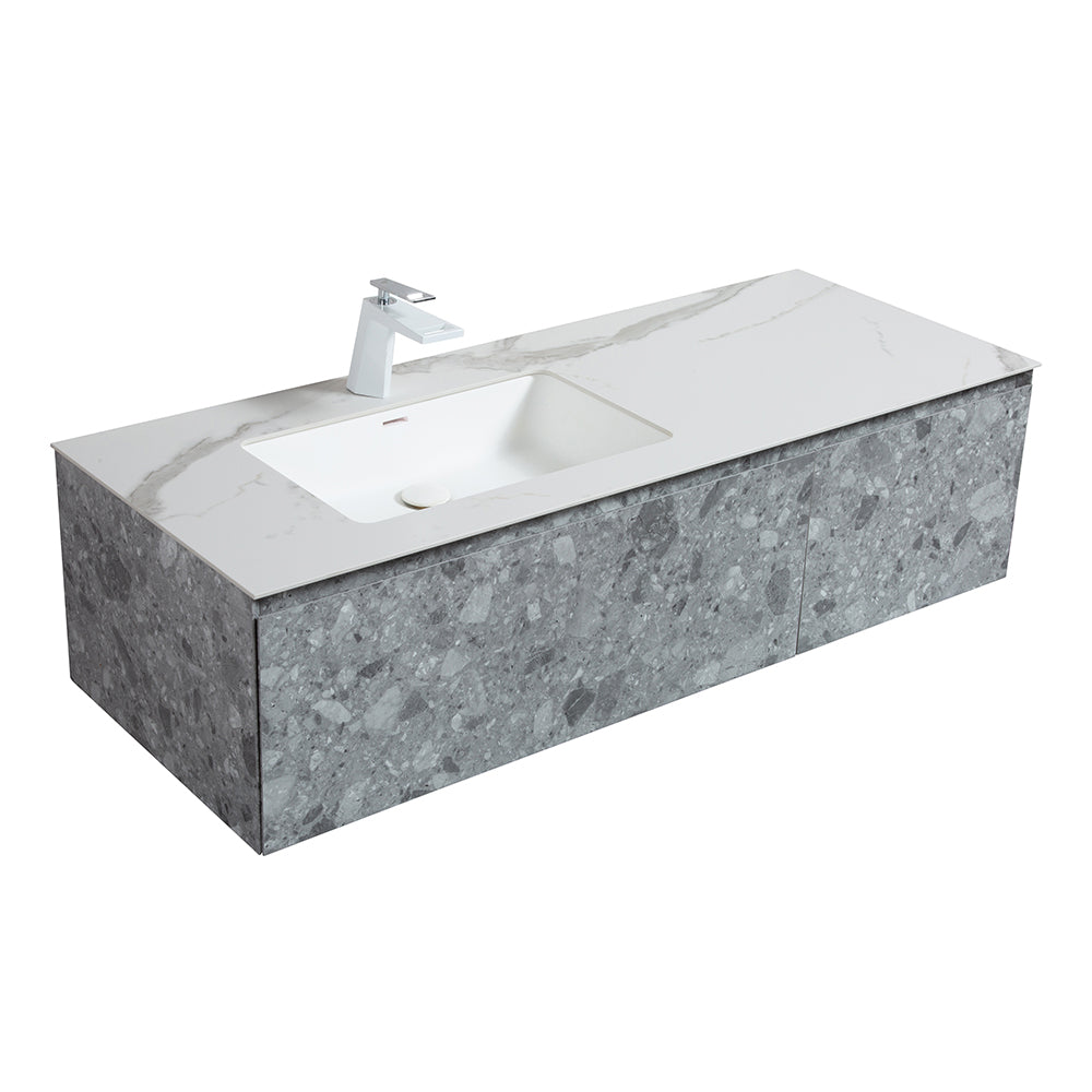 Terazzo Grey Bathroom Vanity with Imitation Stone Design