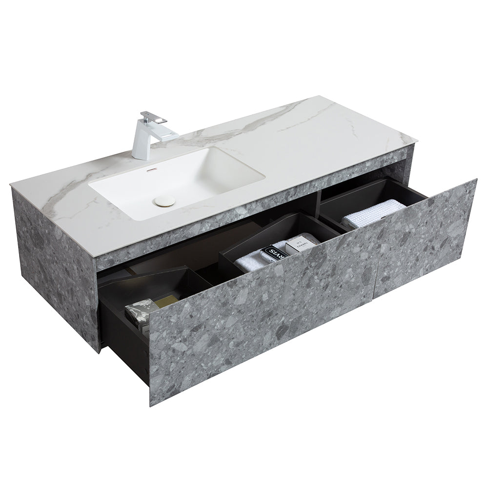 Terazzo Grey Bathroom Vanity with Imitation Stone Design