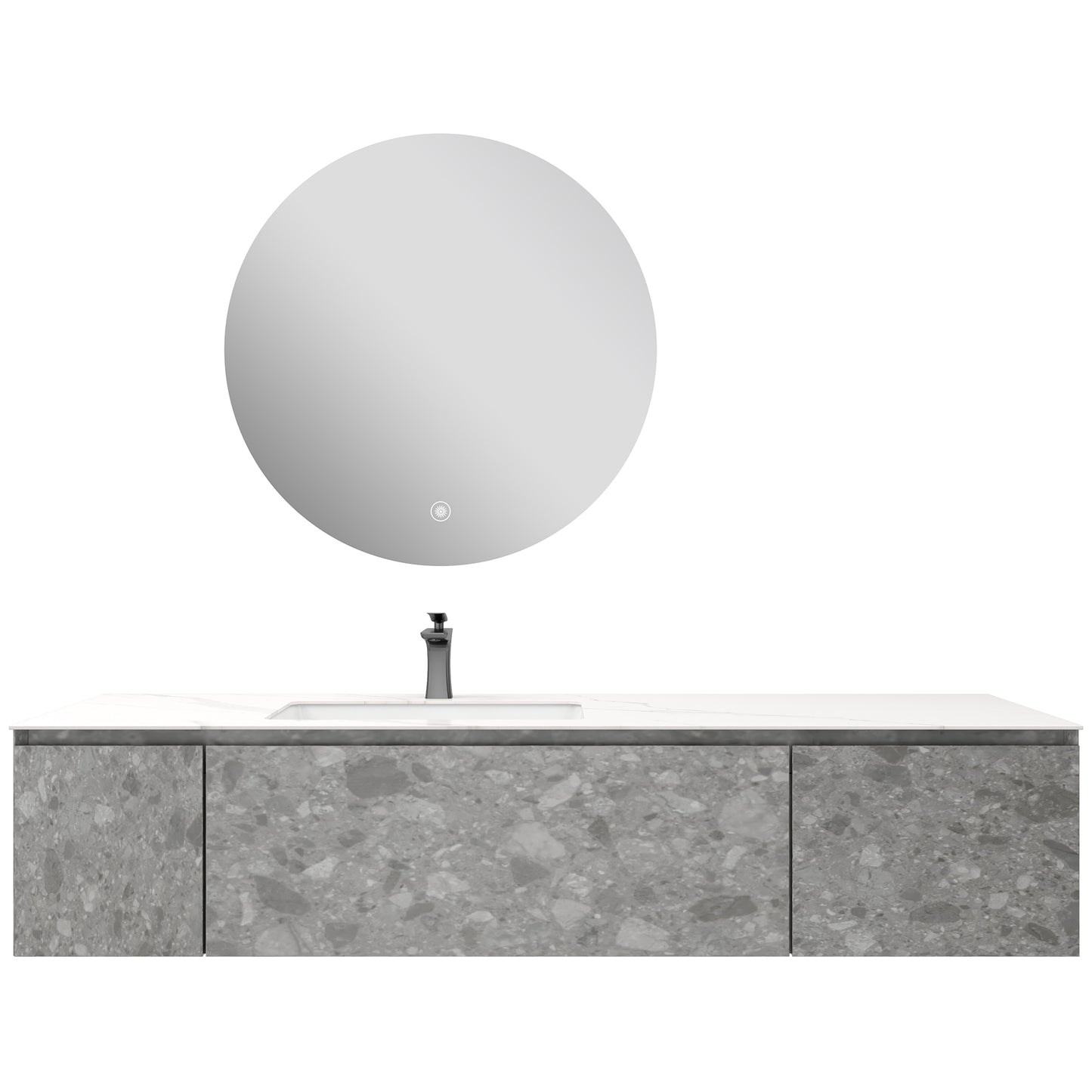 Terazzo Grey Bathroom Vanity with Imitation Stone Design
