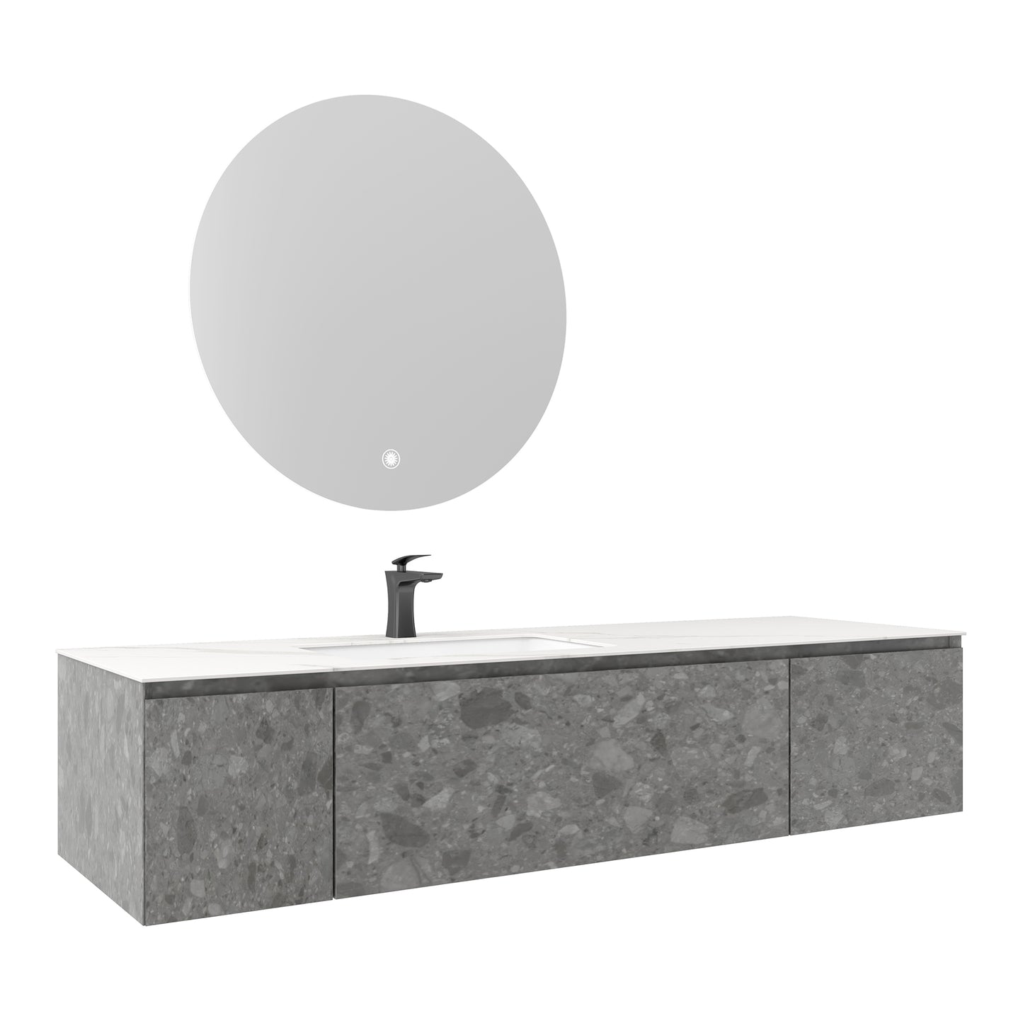 Terazzo Grey Bathroom Vanity with Imitation Stone Design