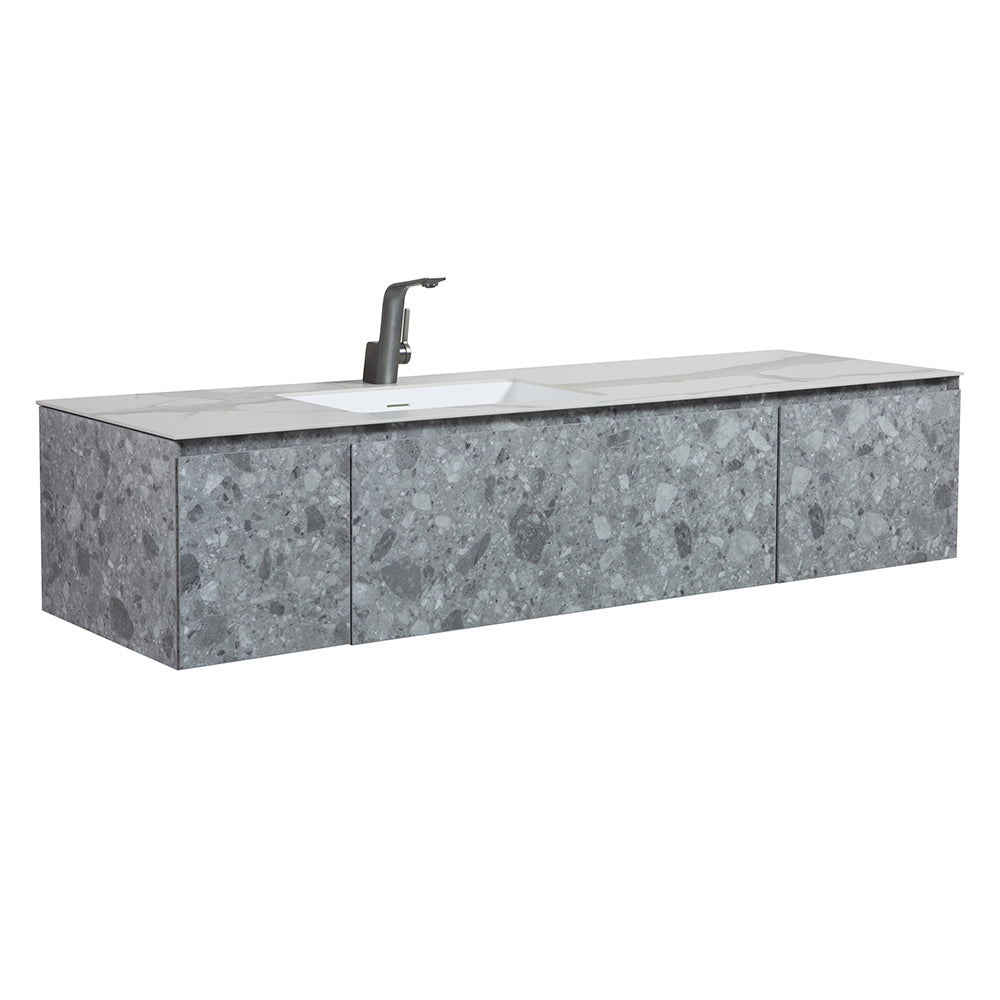 Terazzo Grey Bathroom Vanity with Imitation Stone Design