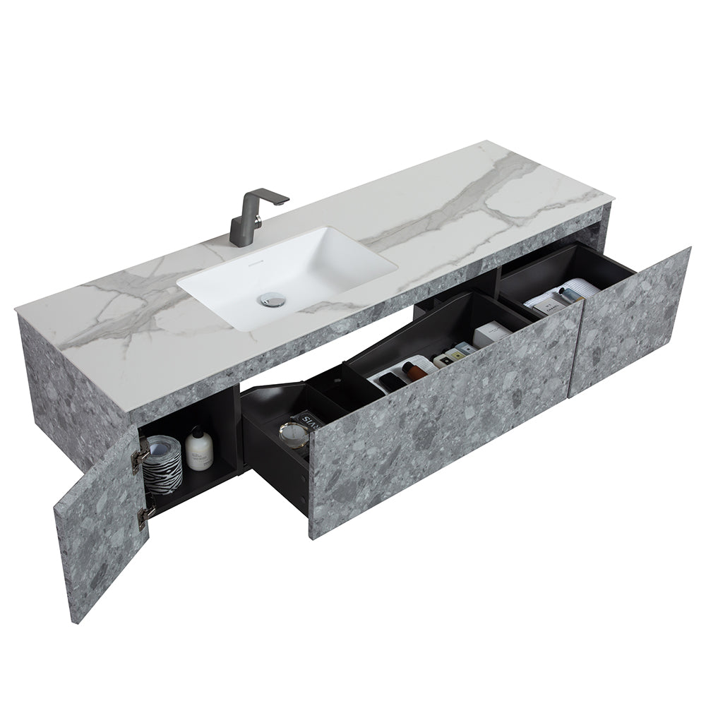 Terazzo Grey Bathroom Vanity with Imitation Stone Design