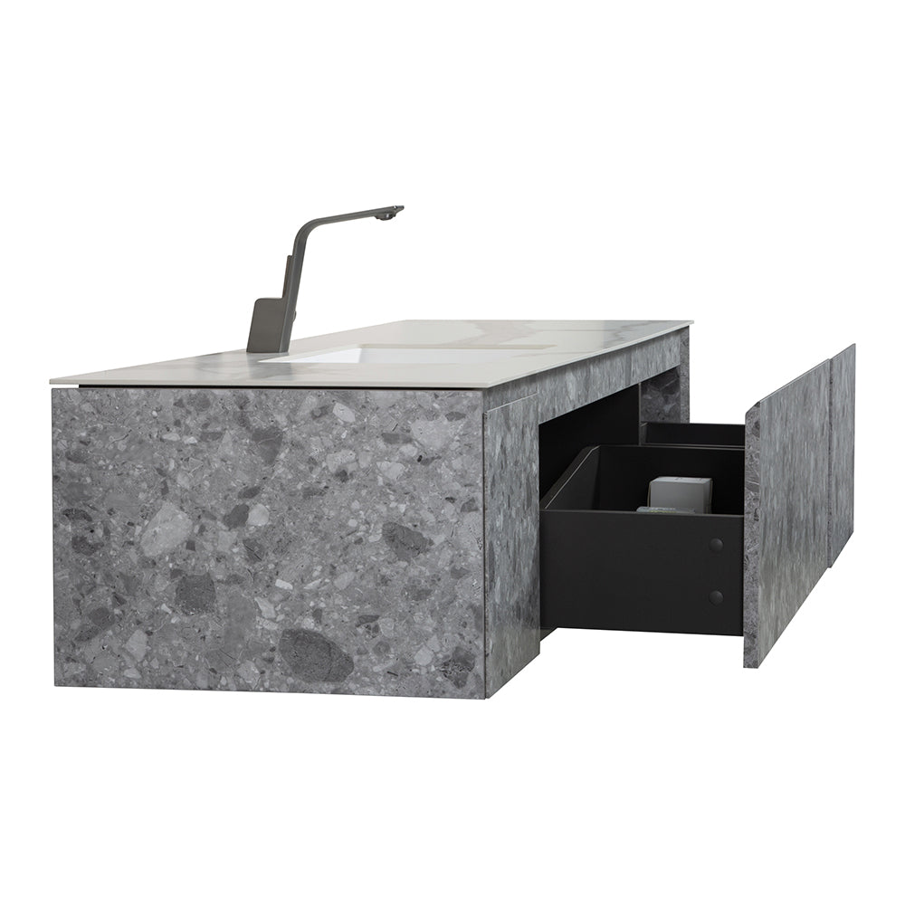 Terazzo Grey Bathroom Vanity with Imitation Stone Design
