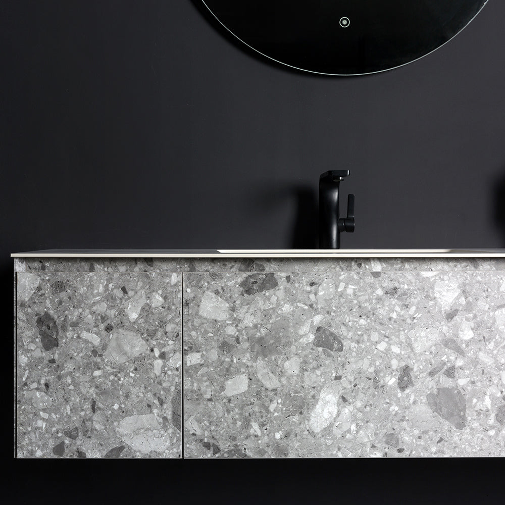 Terazzo Grey Bathroom Vanity with Imitation Stone Design