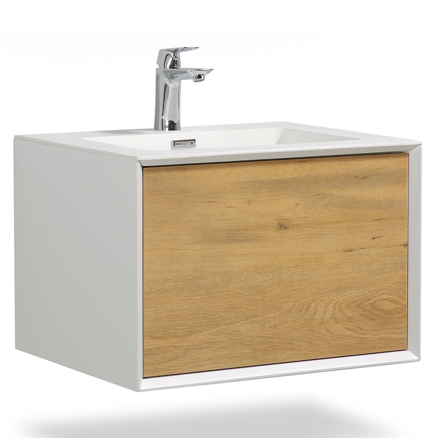 Weston Bathroom Vanity in Oak with White Cultured Marble Top