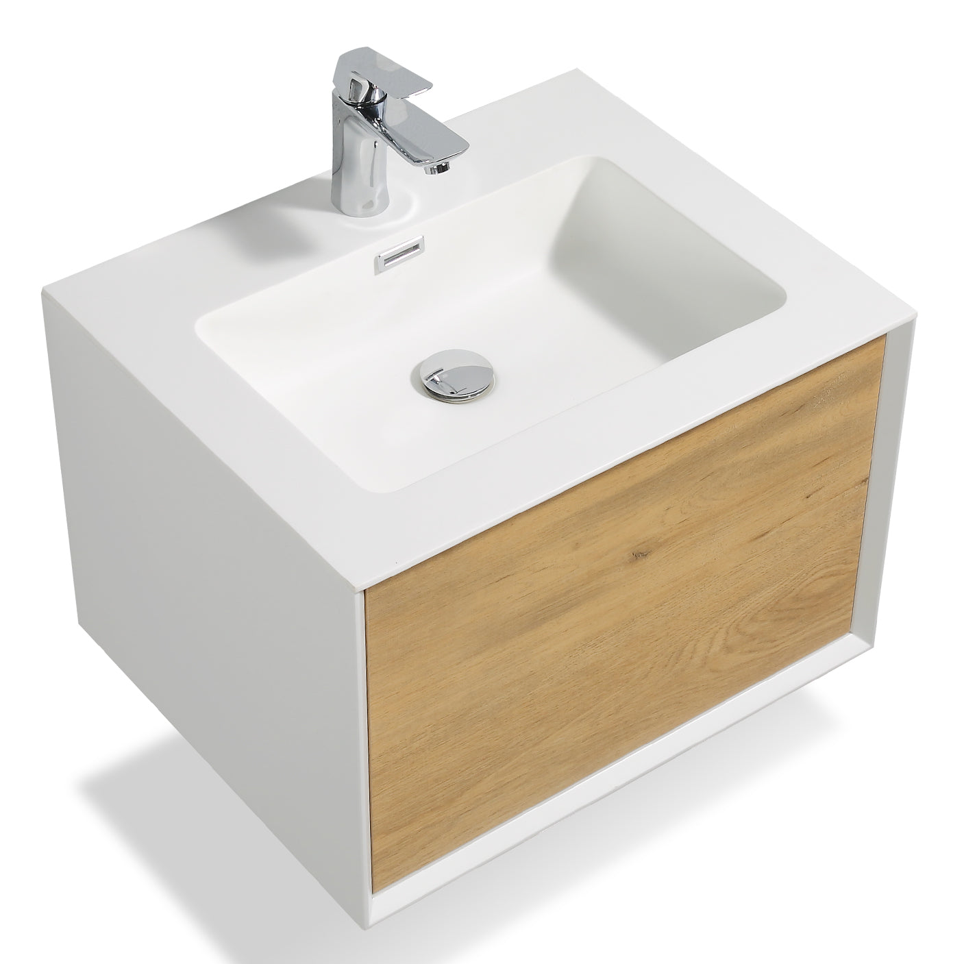 Weston Bathroom Vanity in Oak with White Cultured Marble Top